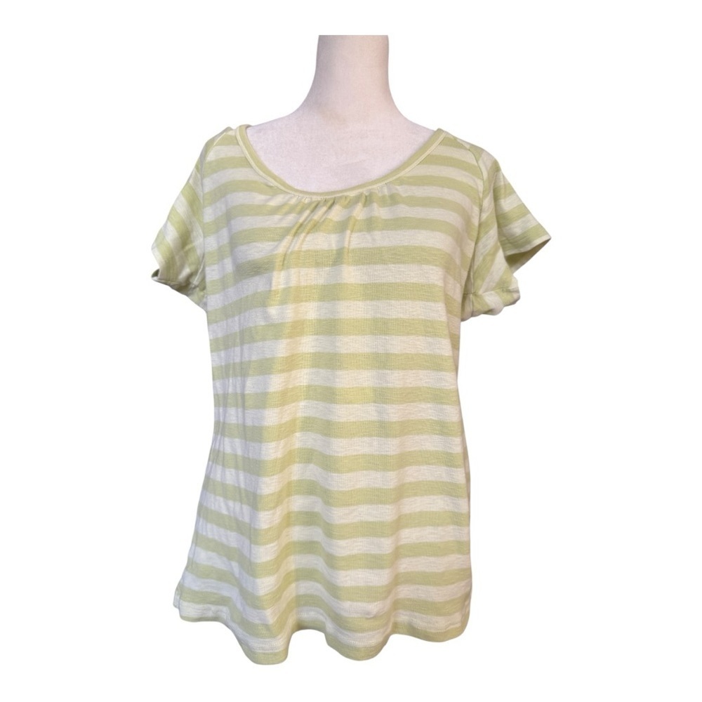 Columbia Light Green and White Striped Tee XL